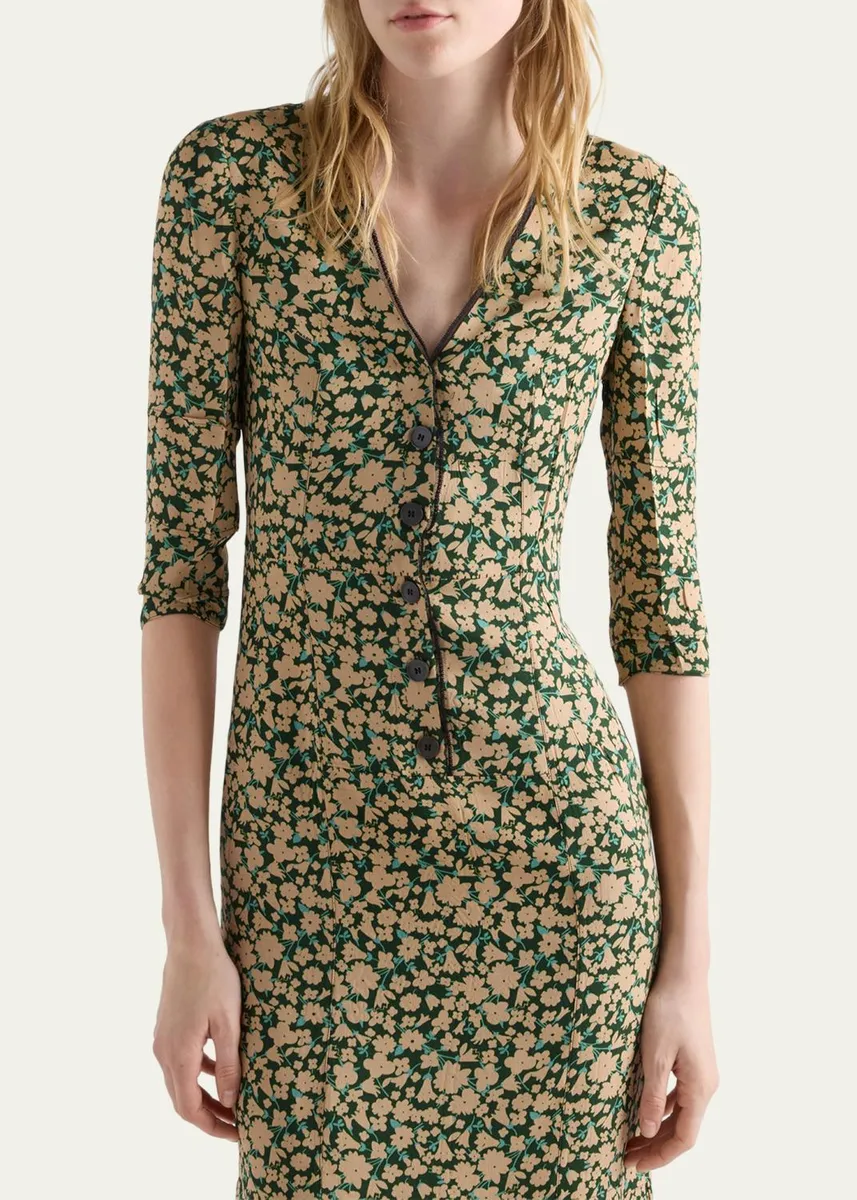 Prada Sable Floral Midi Dress | Thumbnail 4