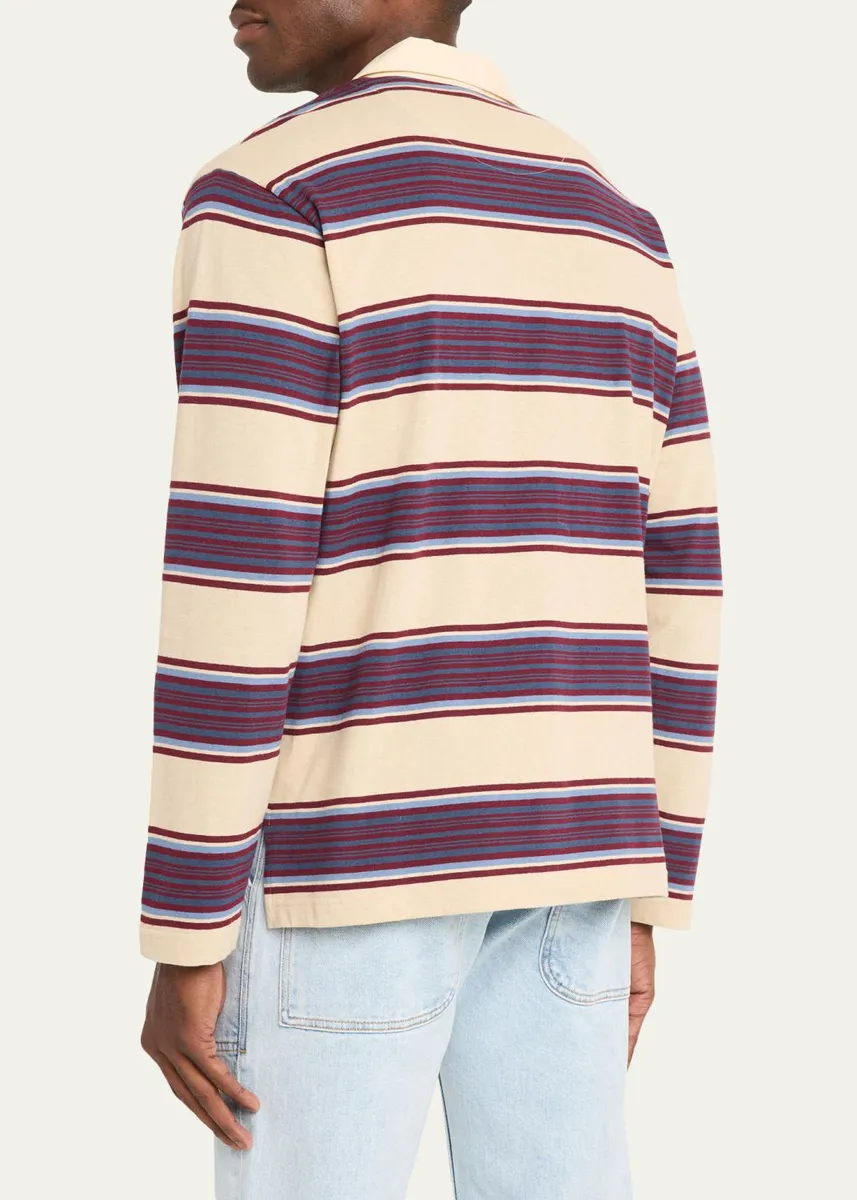 Sanderlak Men's Relaxed Stripe Rugby Polo Shirt | Thumbnail 3 Sanderlak Men's Relaxed Stripe Rugby Polo Shirt | Thumbnail 3