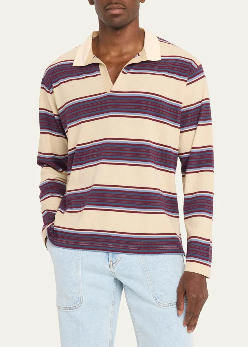 Sanderlak Men's Relaxed Stripe Rugby Polo Shirt | Thumbnail 4 Sanderlak Men's Relaxed Stripe Rugby Polo Shirt | Thumbnail 4