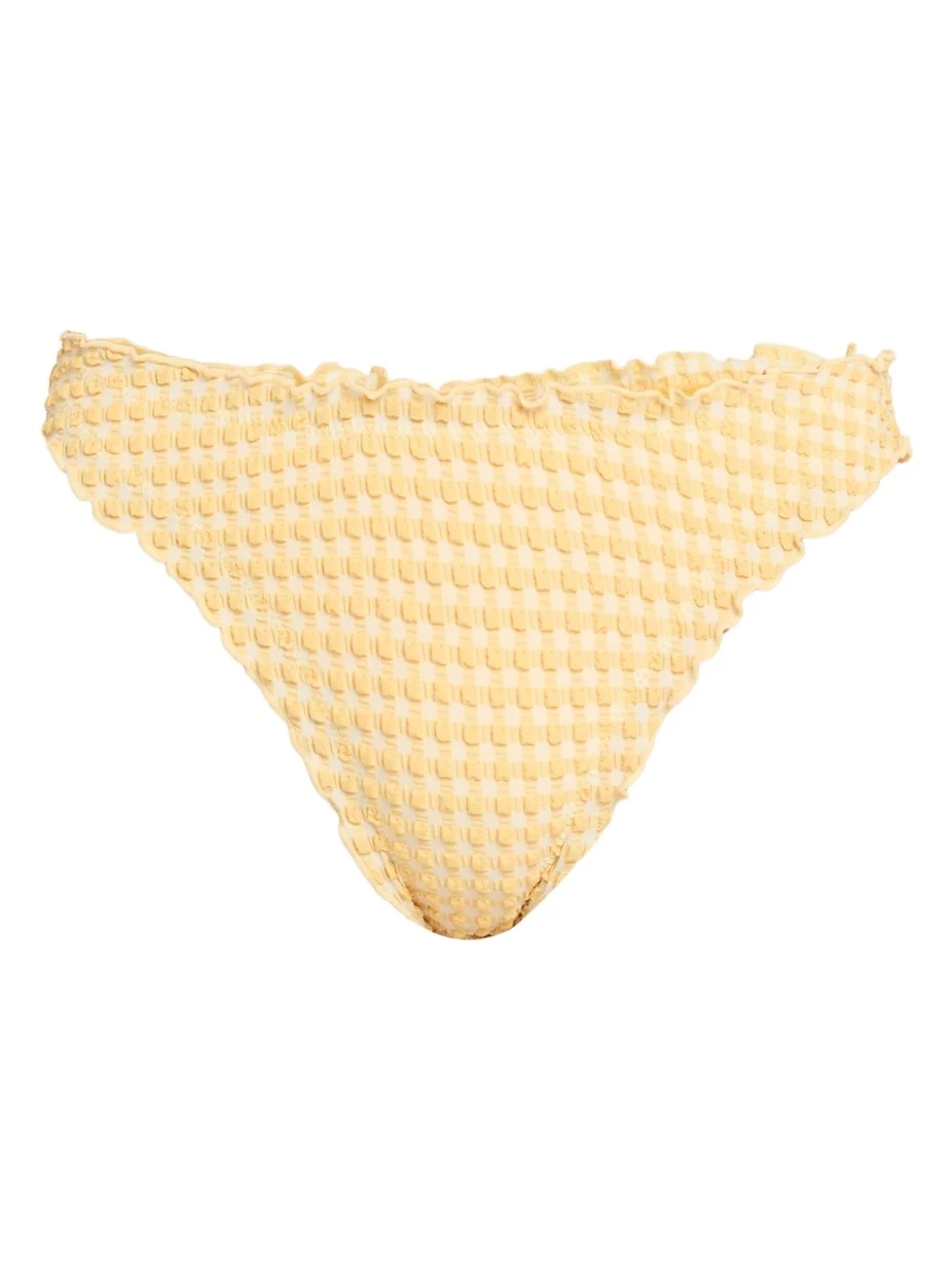 Simkhai Maelie Textured Gingham Bikini Bottoms