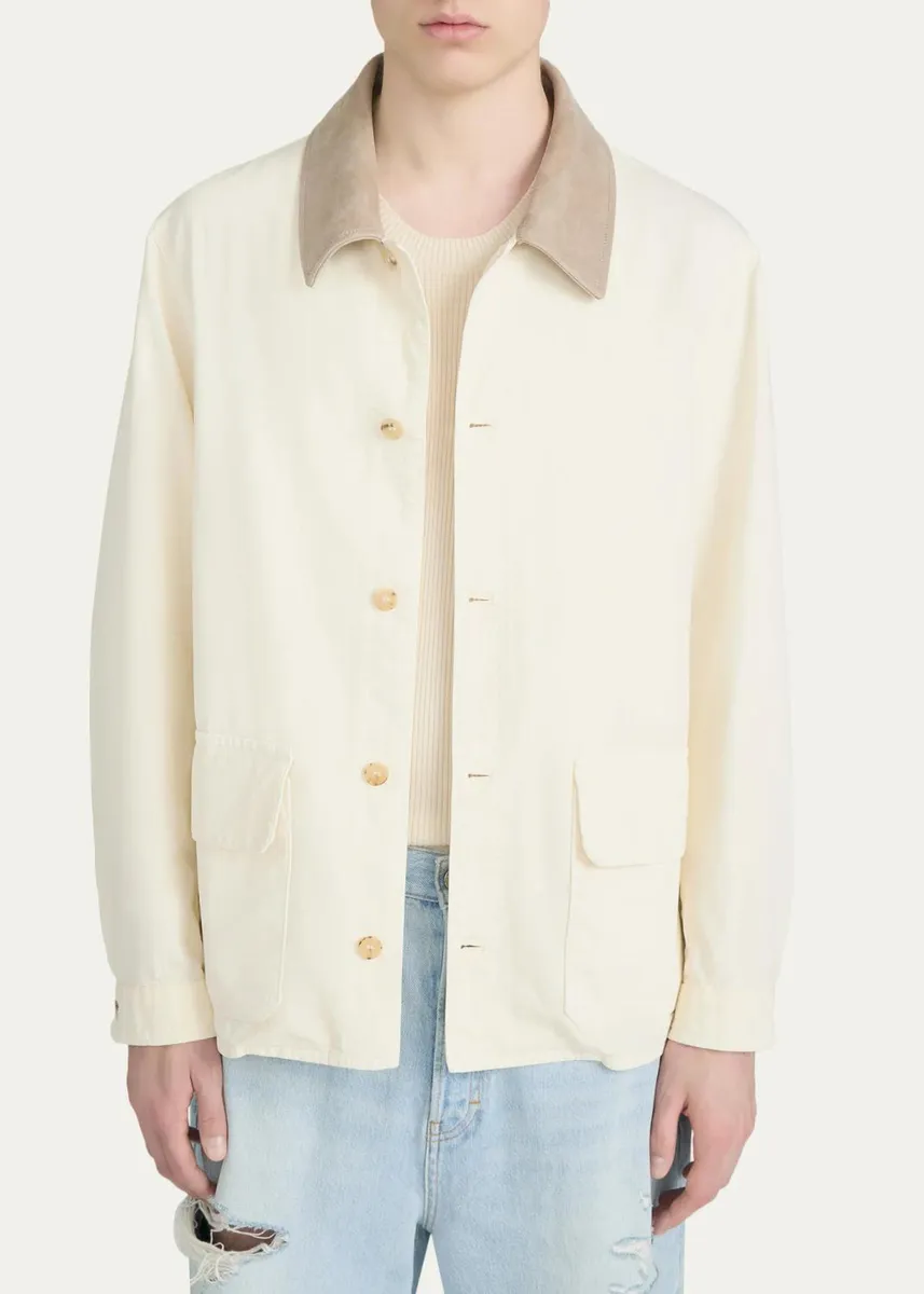 Frame Men's Corduroy-Collar Canvas Shirt Jacket | Thumbnail 4 Frame Men's Corduroy-Collar Canvas Shirt Jacket | Thumbnail 4