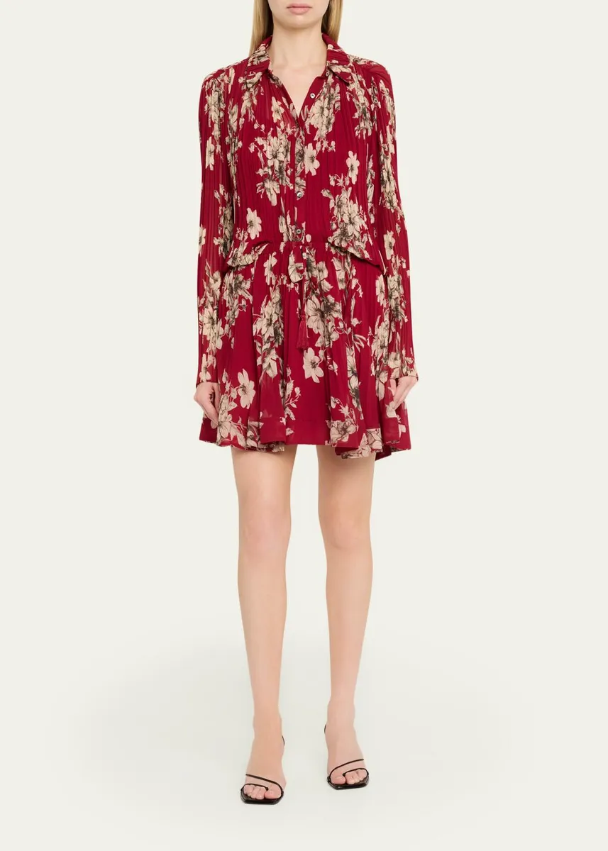 Cinq à Sept Hand-Sketched Floral Georgette Mini Skirt | Thumbnail 2