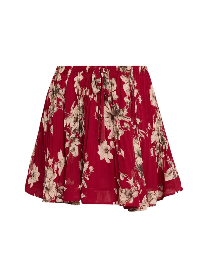 Hand-Sketched Floral Georgette Mini Skirt Hand-Sketched Floral Georgette Mini Skirt