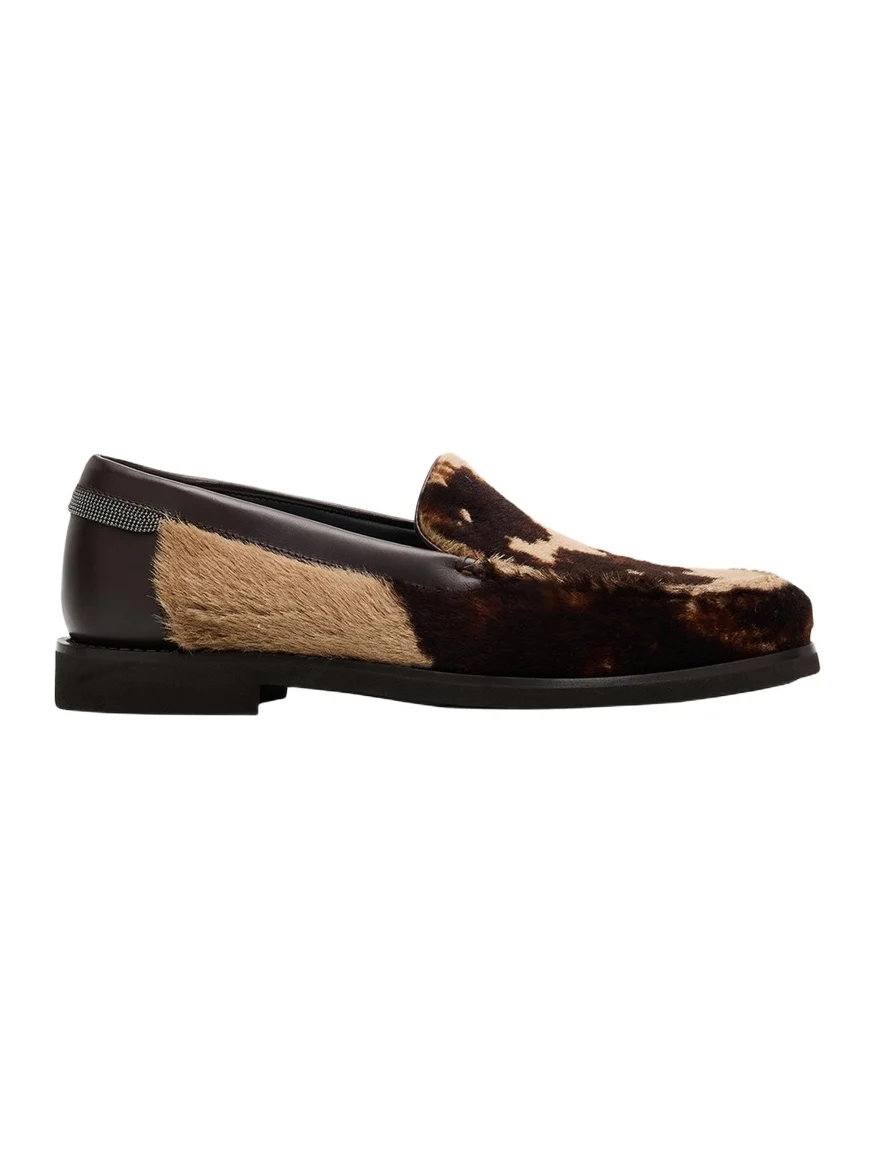 Brunello Cucinelli Cow-Print Calf Hair Loafers