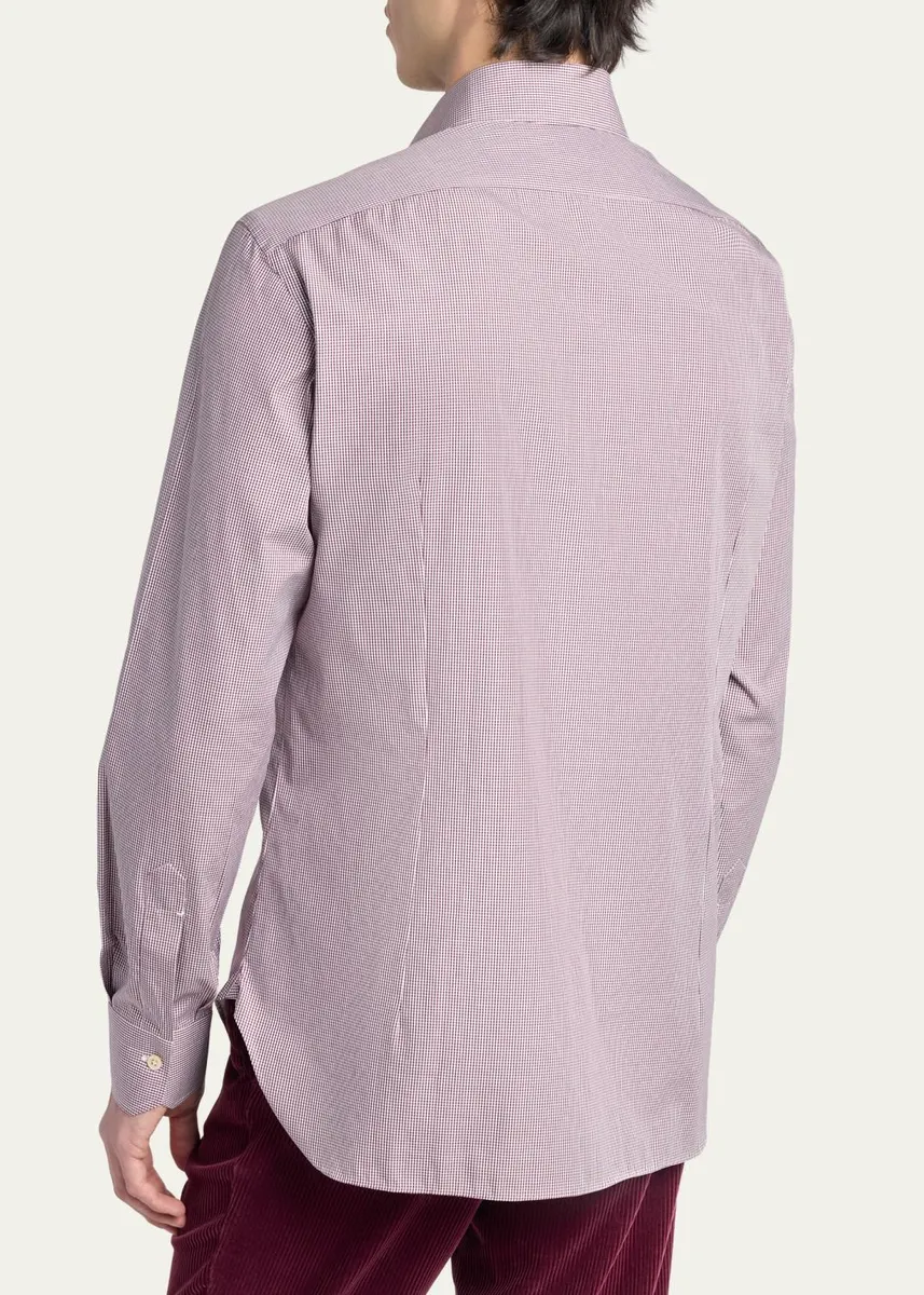 Kiton Men's Micro-Gingham Cotton Sport Shirt | Thumbnail 3 Kiton Men's Micro-Gingham Cotton Sport Shirt | Thumbnail 3