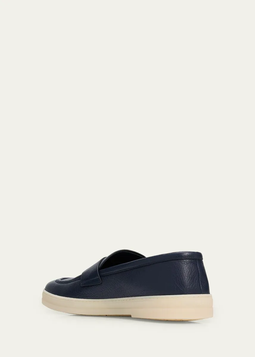 Prada Men's Alphabet Deerskin Rubber-Sole Penny Loafers | Thumbnail 2