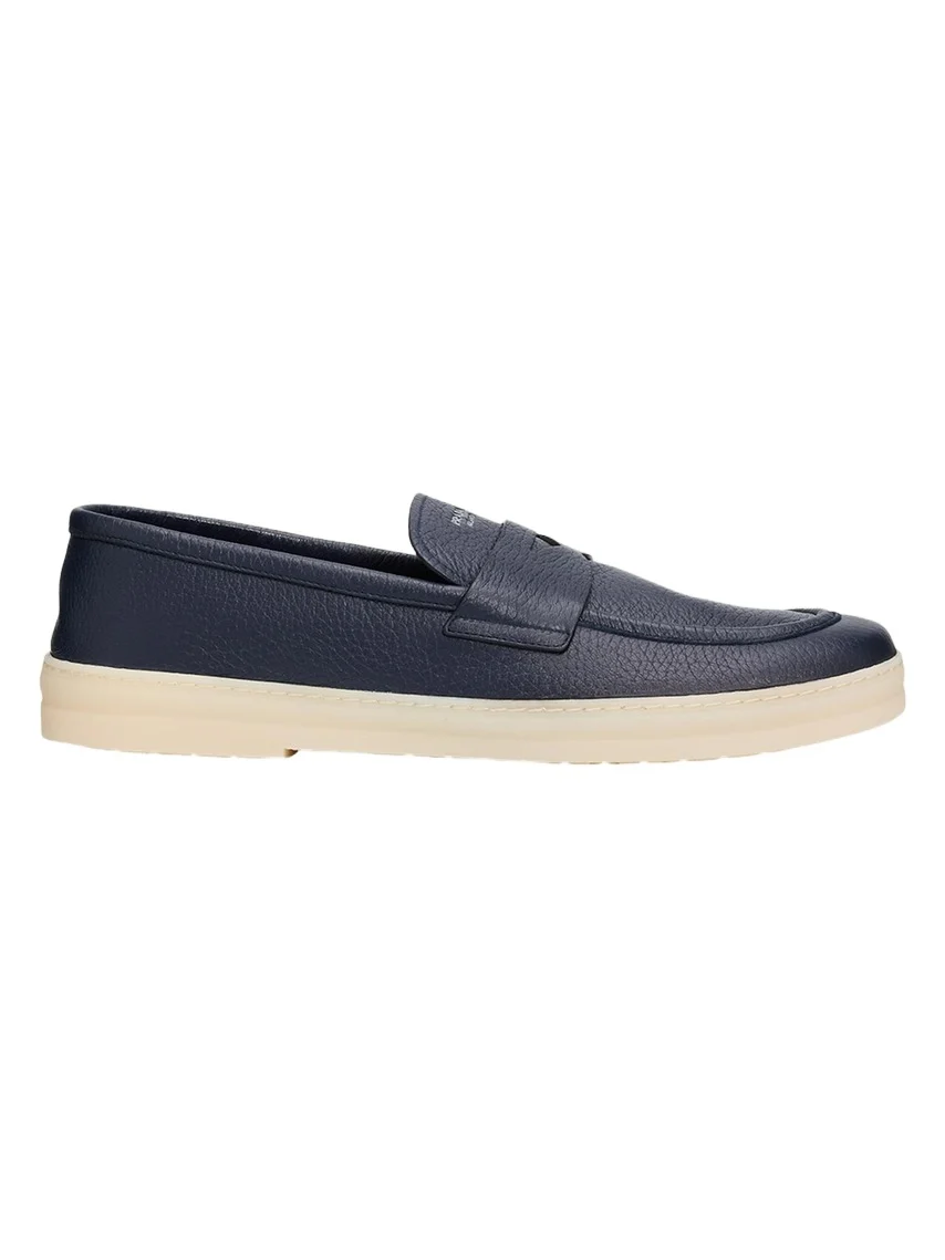 Prada Men's Alphabet Deerskin Rubber-Sole Penny Loafers