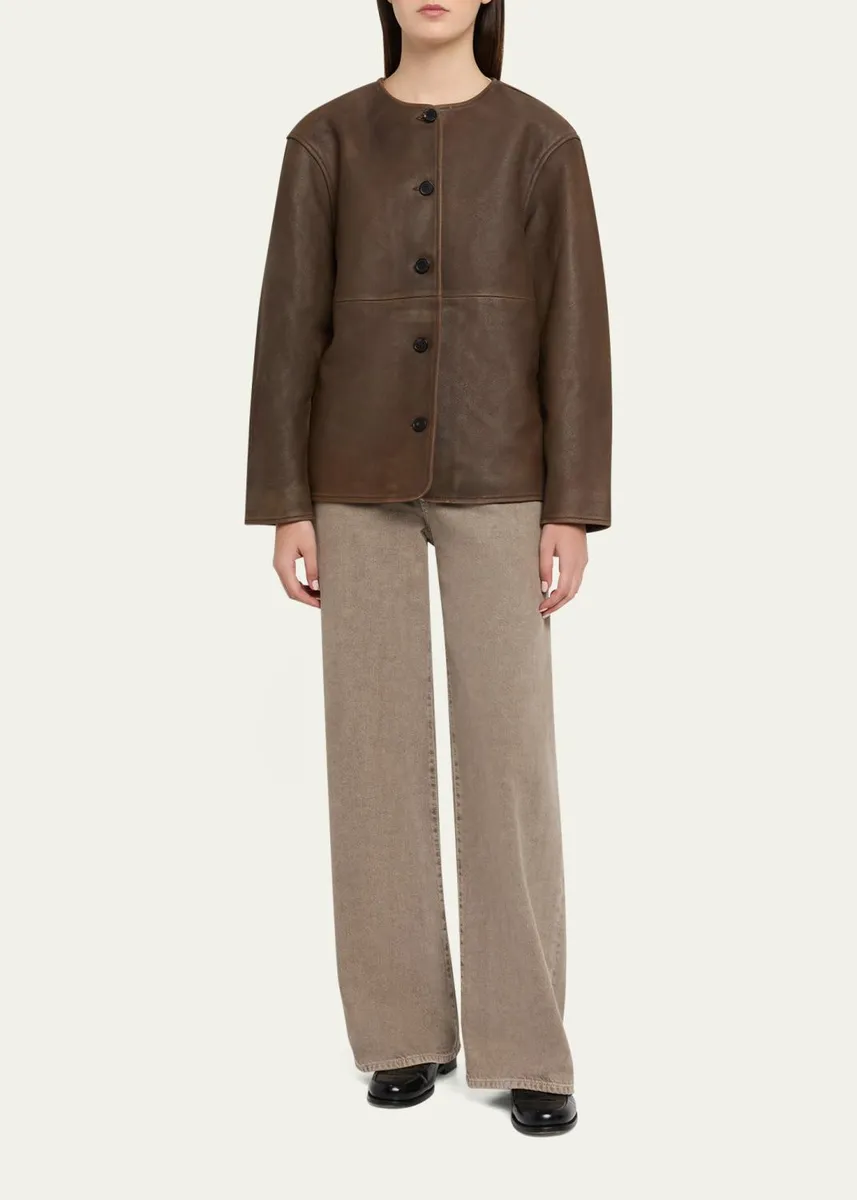 OFFICINE GÉNÉRALE Linnea Washed-Effect Lambskin Leather Jacket | Thumbnail 2