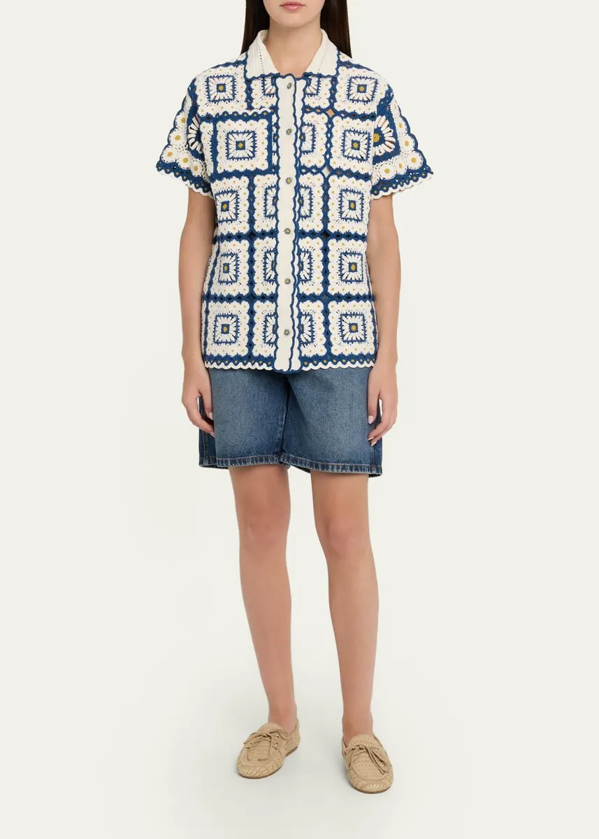 ALÉMAIS Dolly Crochet Button-Front Shirt | Thumbnail 2 ALÉMAIS Dolly Crochet Button-Front Shirt | Thumbnail 2