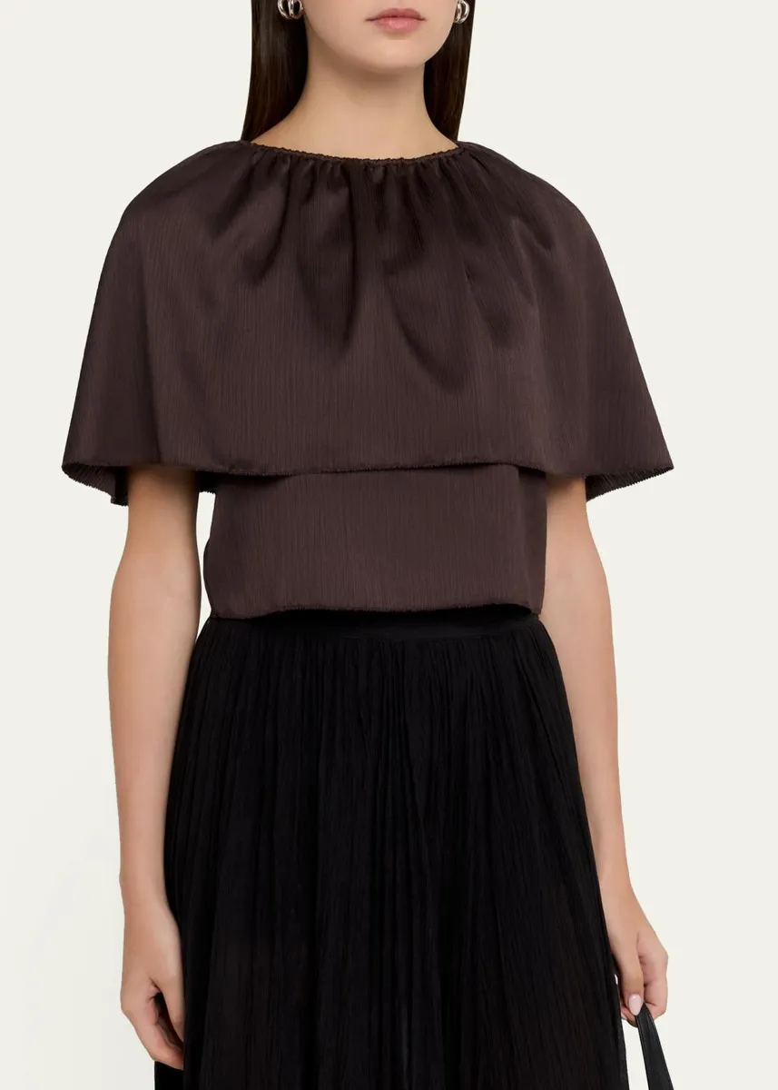 Vince Plissé Satin Cape Top | Thumbnail 4 Vince Plissé Satin Cape Top | Thumbnail 4
