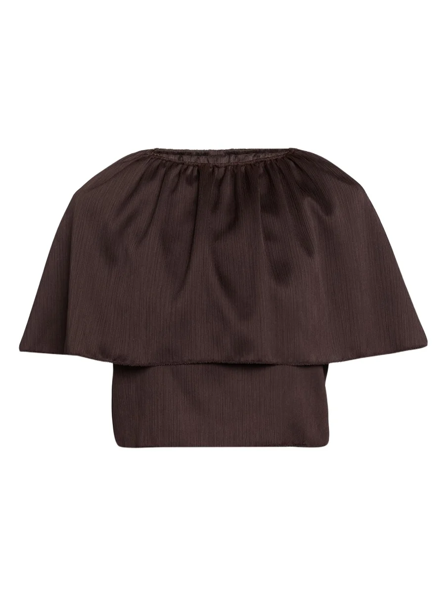 Plissé Satin Cape Top