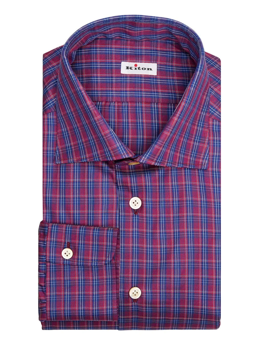 Kiton Men's Plaid Cotton Dress Shirt