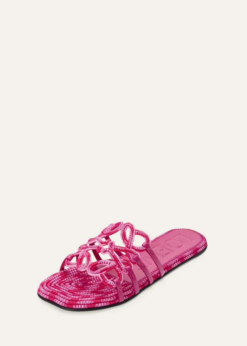 Loewe x Paula's Ibiza Petal Anagram Crochet Flat Slide Sandals | Thumbnail 2