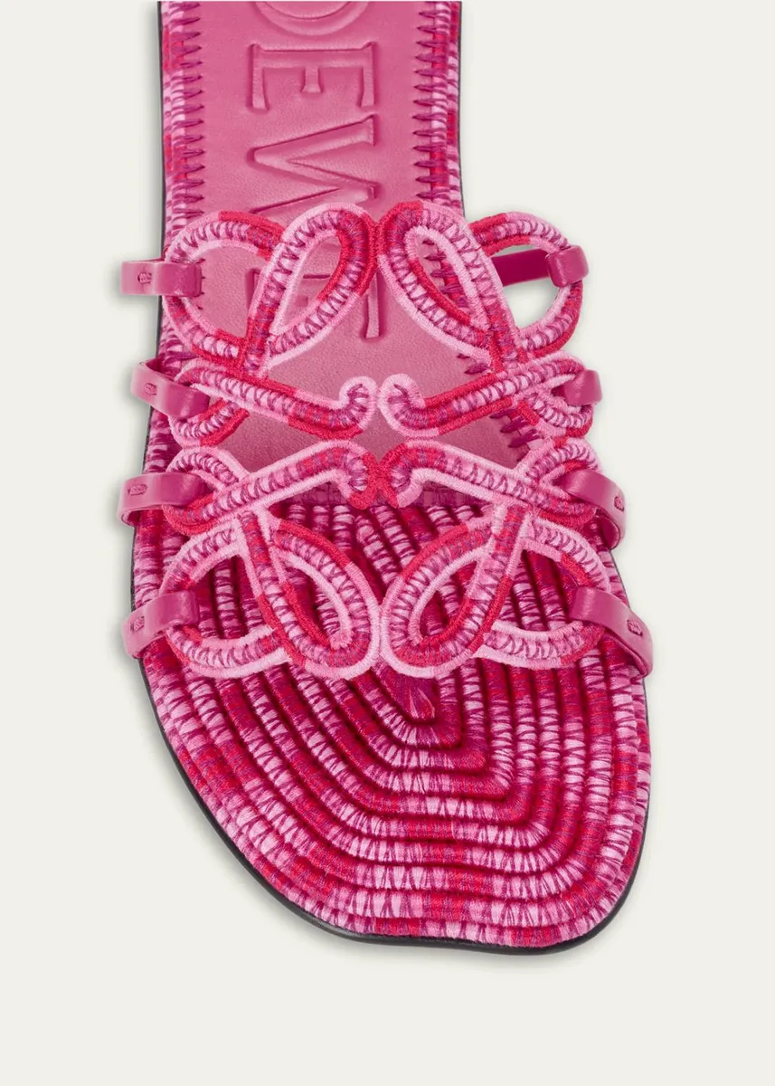 Loewe x Paula's Ibiza Petal Anagram Crochet Flat Slide Sandals | Thumbnail 3