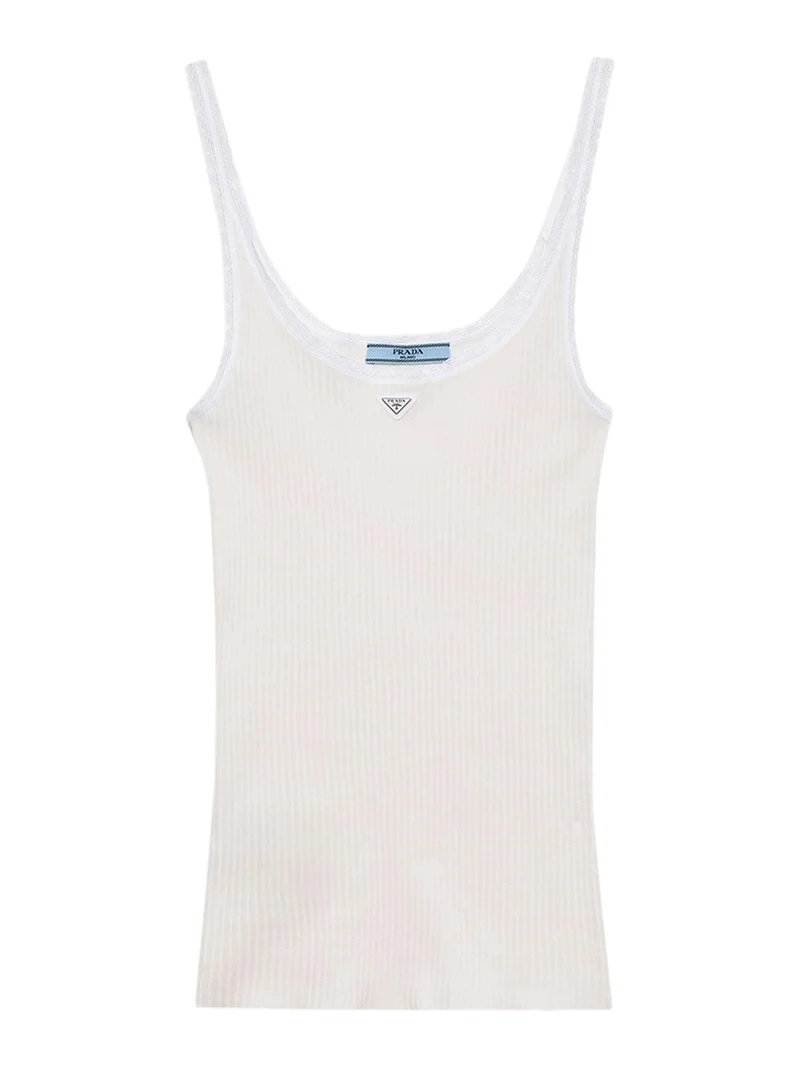 Prada Ribbed Cotton Tank Top