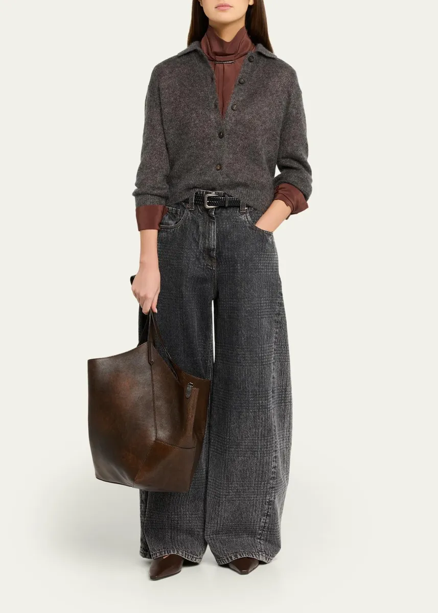 Brunello Cucinelli Leather Square-Toe Slingback Flats | Thumbnail 3