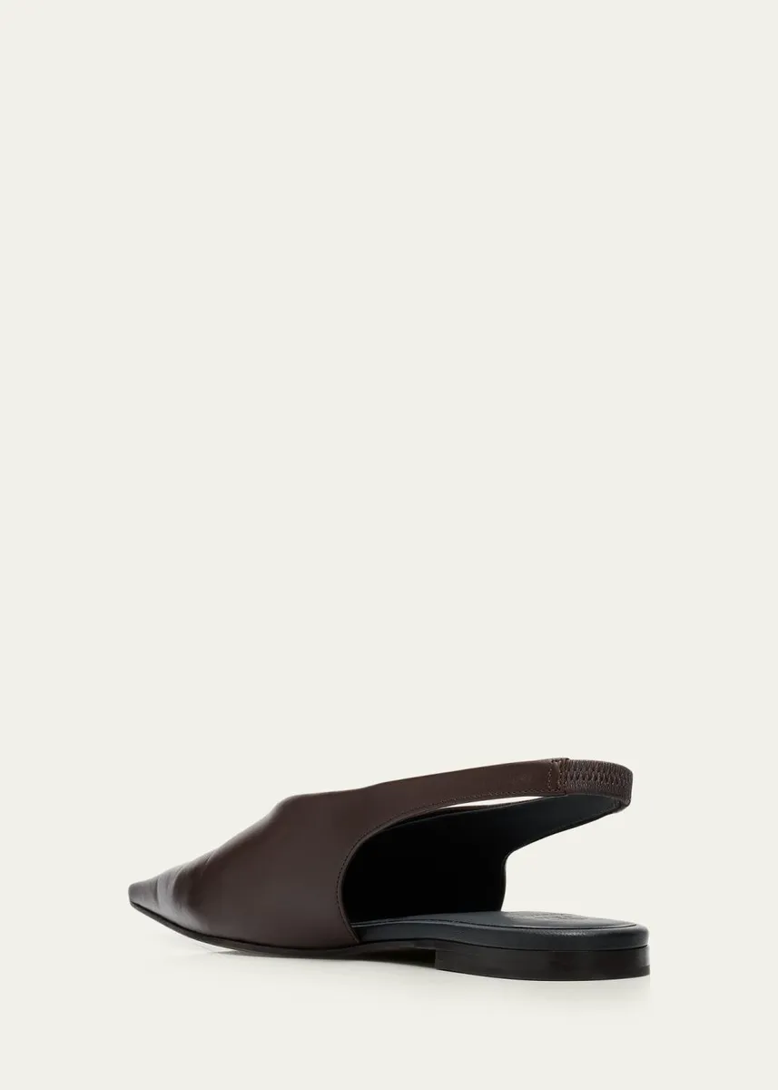Brunello Cucinelli Leather Square-Toe Slingback Flats | Thumbnail 4