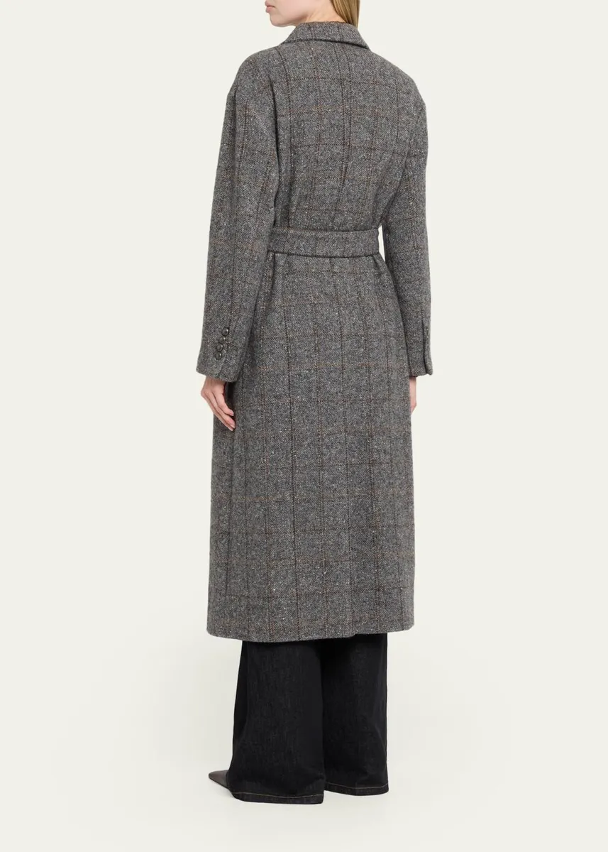 Brunello Cucinelli Macrocheck Alpaca Long Coat | Thumbnail 3 Brunello Cucinelli Macrocheck Alpaca Long Coat | Thumbnail 3