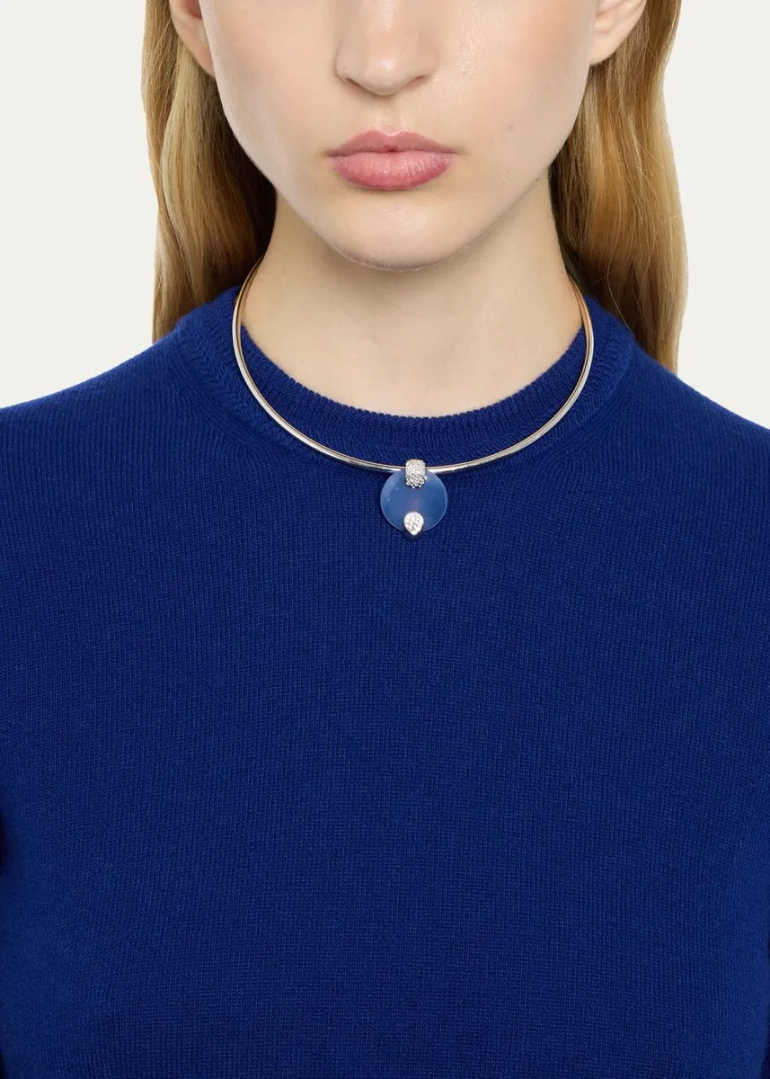 TABAYER 18K White Gold Diamond and Chalcedony Necklace | Thumbnail 2