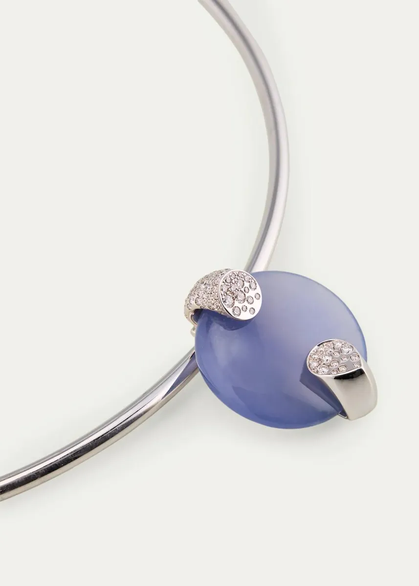 TABAYER 18K White Gold Diamond and Chalcedony Necklace | Thumbnail 3