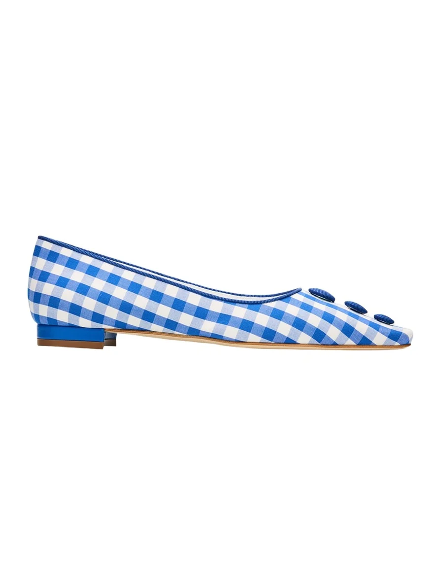 Manolo Blahnik Alexa Gingham Flat Pumps