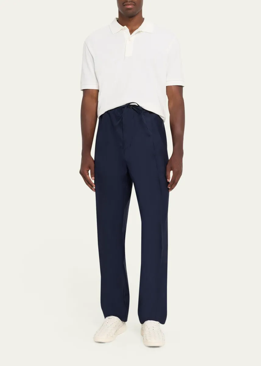 Bottega Veneta Men's Washed Cotton and Silk Relaxed Drawstring Pants | Thumbnail 2 Bottega Veneta Men's Washed Cotton and Silk Relaxed Drawstring Pants | Thumbnail 2