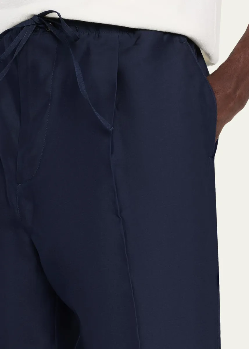 Bottega Veneta Men's Washed Cotton and Silk Relaxed Drawstring Pants | Thumbnail 5 Bottega Veneta Men's Washed Cotton and Silk Relaxed Drawstring Pants | Thumbnail 5