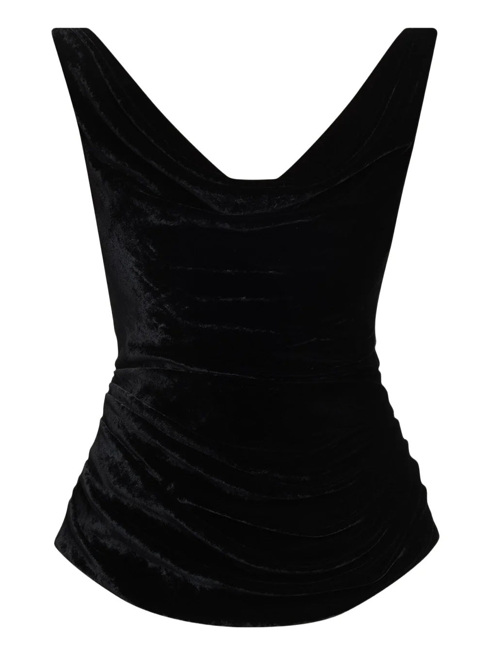 Lela Rose Crushed Velvet Draped Sleeveless Top