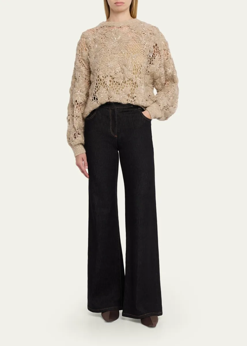 Brunello Cucinelli Couture Mohair Floral and Sequin Sweater | Thumbnail 2
