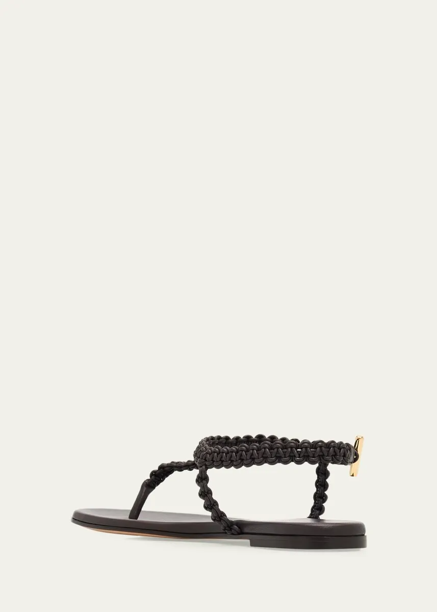Gianvito Rossi Braided Nappa Leather Flat Thong Sandals | Thumbnail 4 Gianvito Rossi Braided Nappa Leather Flat Thong Sandals | Thumbnail 4