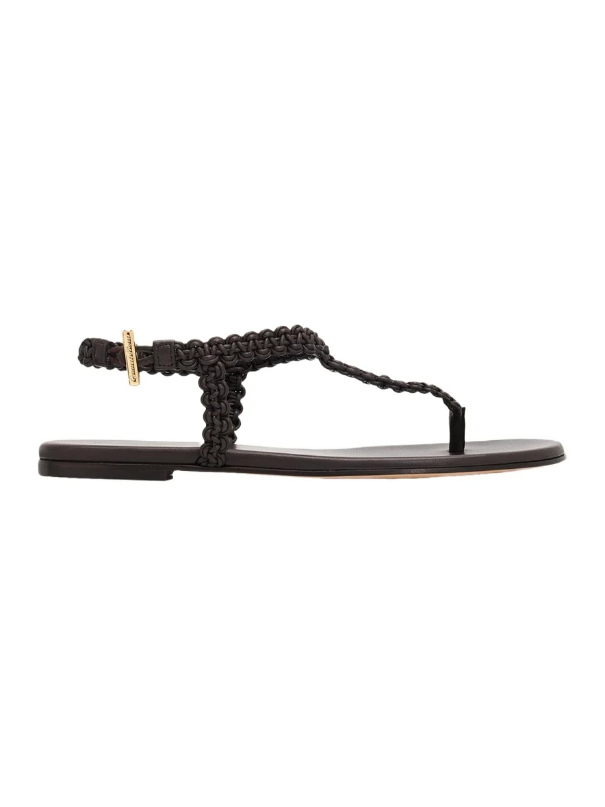 Gianvito Rossi Braided Nappa Leather Flat Thong Sandals