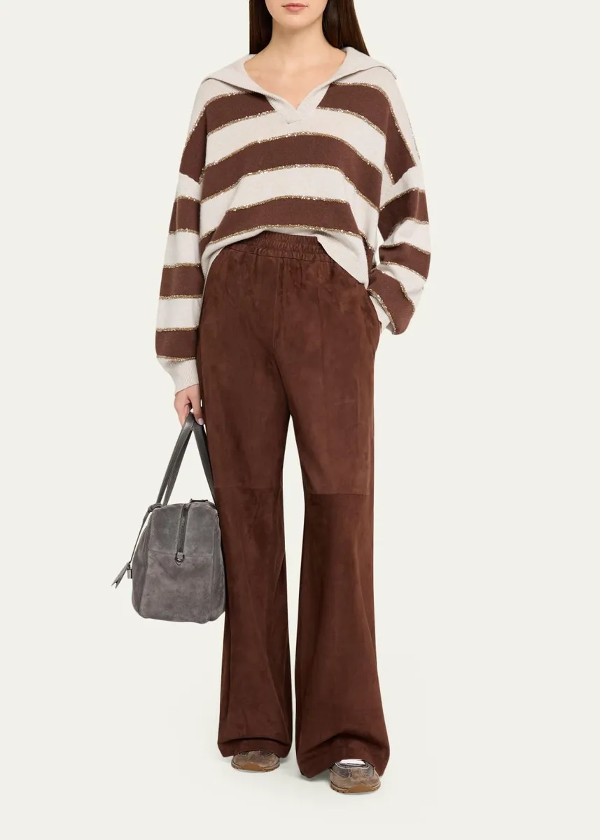 Brunello Cucinelli Paillette Striped Cashmere Sailor Sweater | Thumbnail 2 Brunello Cucinelli Paillette Striped Cashmere Sailor Sweater | Thumbnail 2
