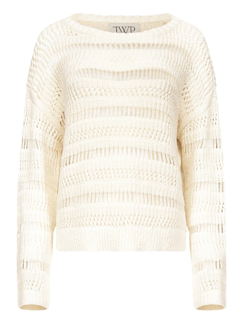 Wide-Neck Open Stitch Sweater