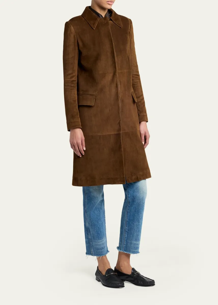 Tom Ford Suede Single-Breasted Long Coat | Thumbnail 4 Tom Ford Suede Single-Breasted Long Coat | Thumbnail 4