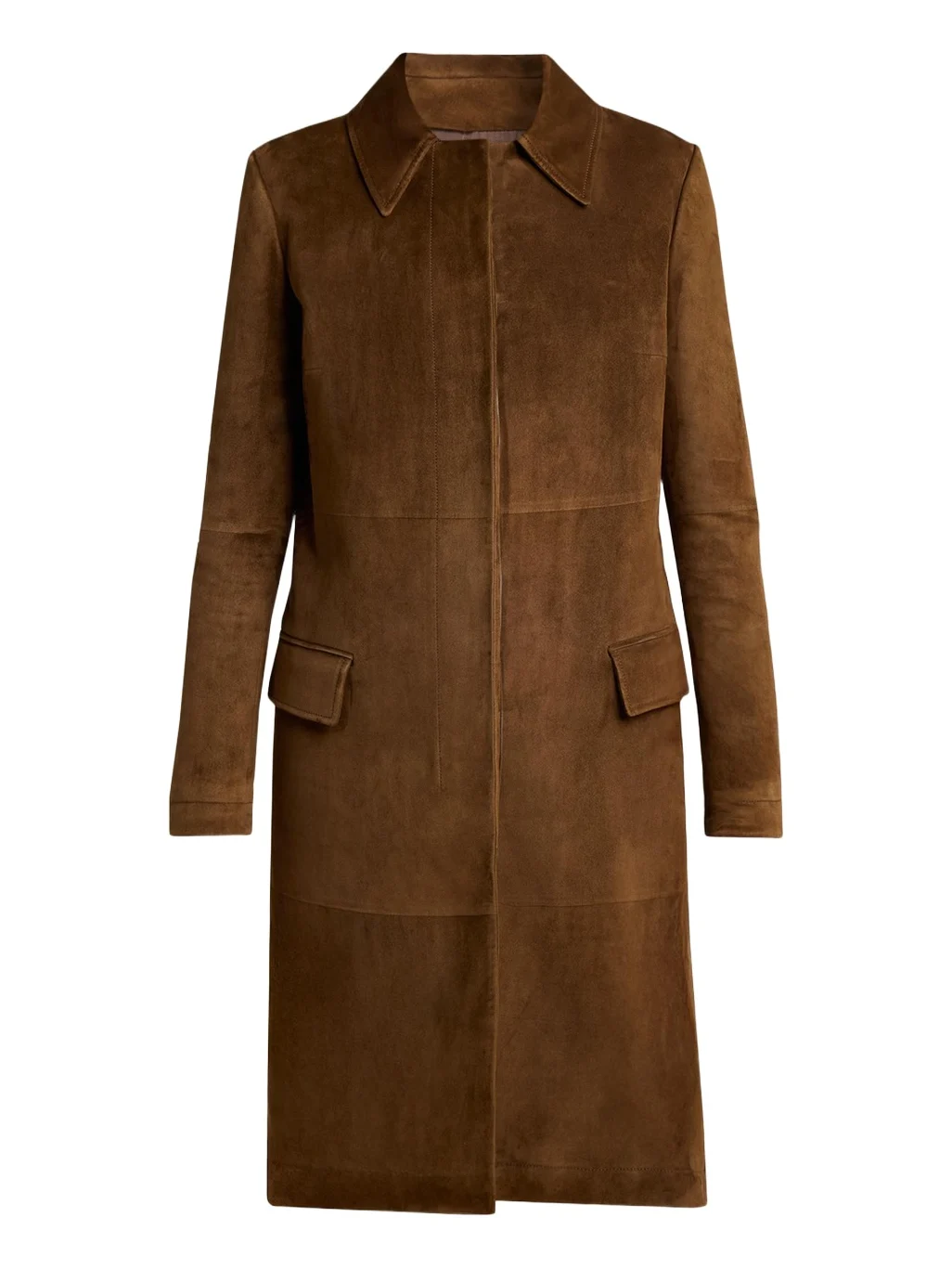 Suede Single-Breasted Long Coat Suede Single-Breasted Long Coat