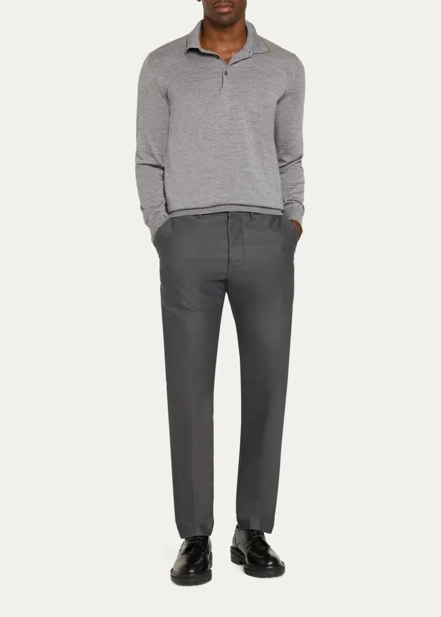 Cesare Attolini Men's Cashmere and Silk Tipped Polo Sweater | Thumbnail 2 Cesare Attolini Men's Cashmere and Silk Tipped Polo Sweater | Thumbnail 2