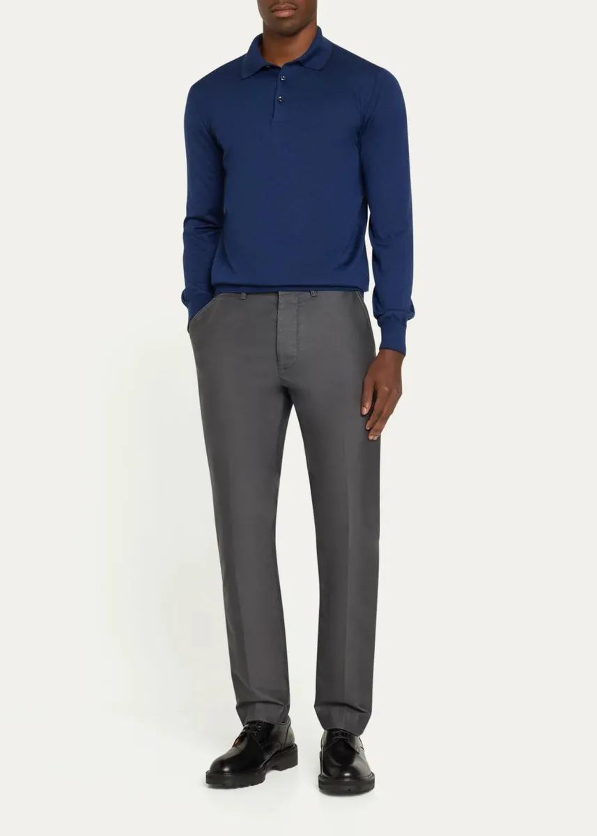 Cesare Attolini Men's Cashmere and Silk Tipped Polo Sweater | Thumbnail 2 Cesare Attolini Men's Cashmere and Silk Tipped Polo Sweater | Thumbnail 2