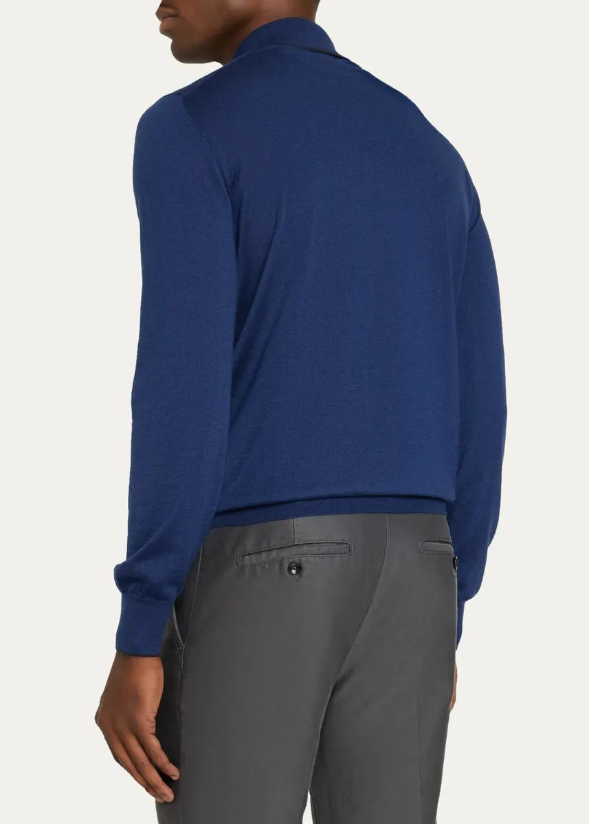 Cesare Attolini Men's Cashmere and Silk Tipped Polo Sweater | Thumbnail 3 Cesare Attolini Men's Cashmere and Silk Tipped Polo Sweater | Thumbnail 3