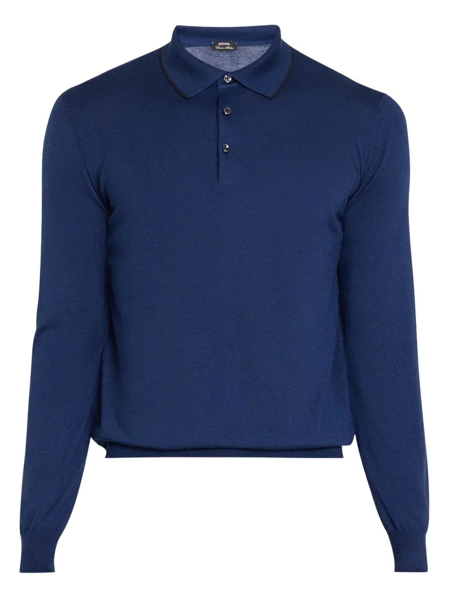 Cesare Attolini Men's Cashmere and Silk Tipped Polo Sweater