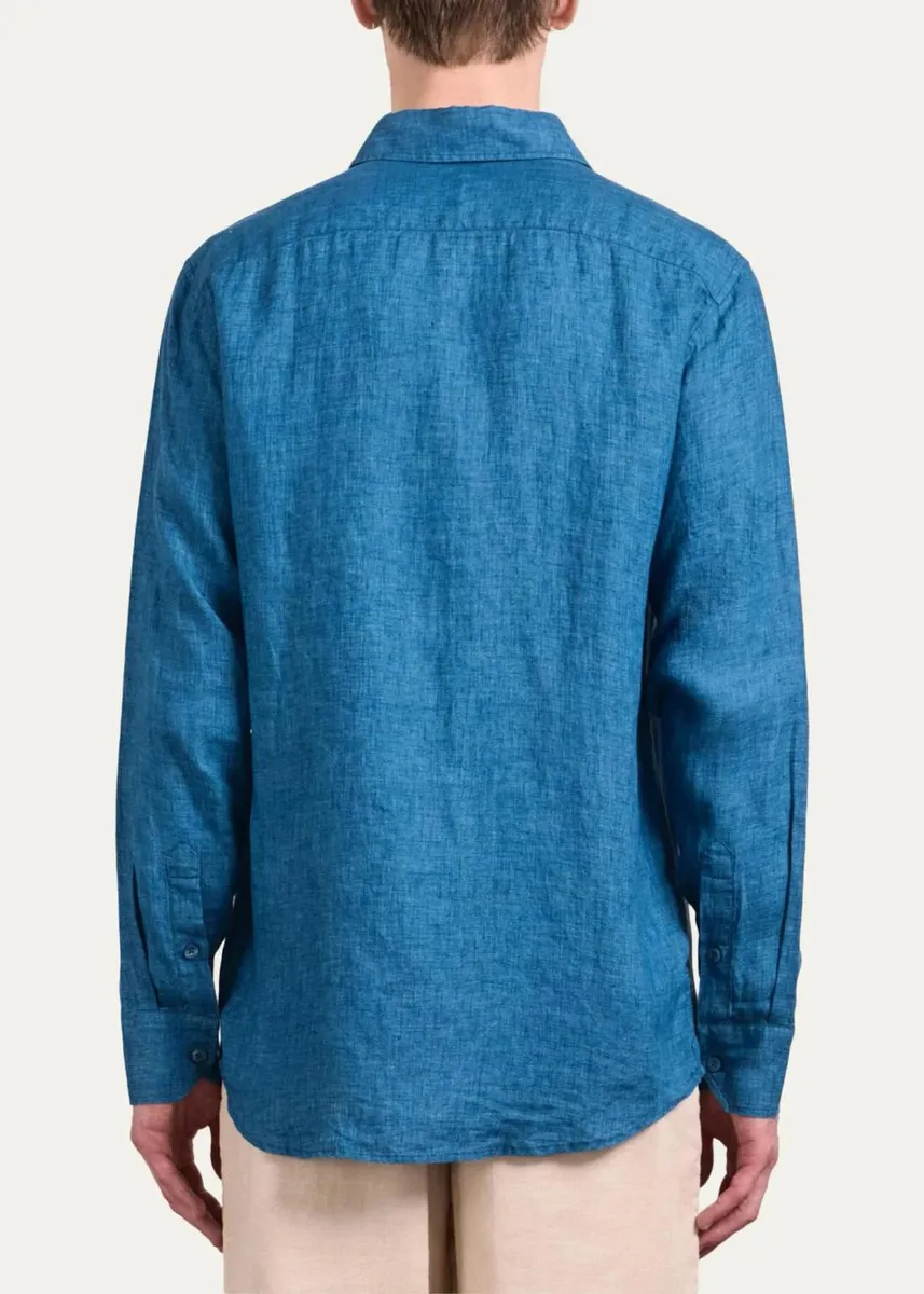 Frescobol Carioca Men's Antonio Linen Button-Down Shirt | Thumbnail 3