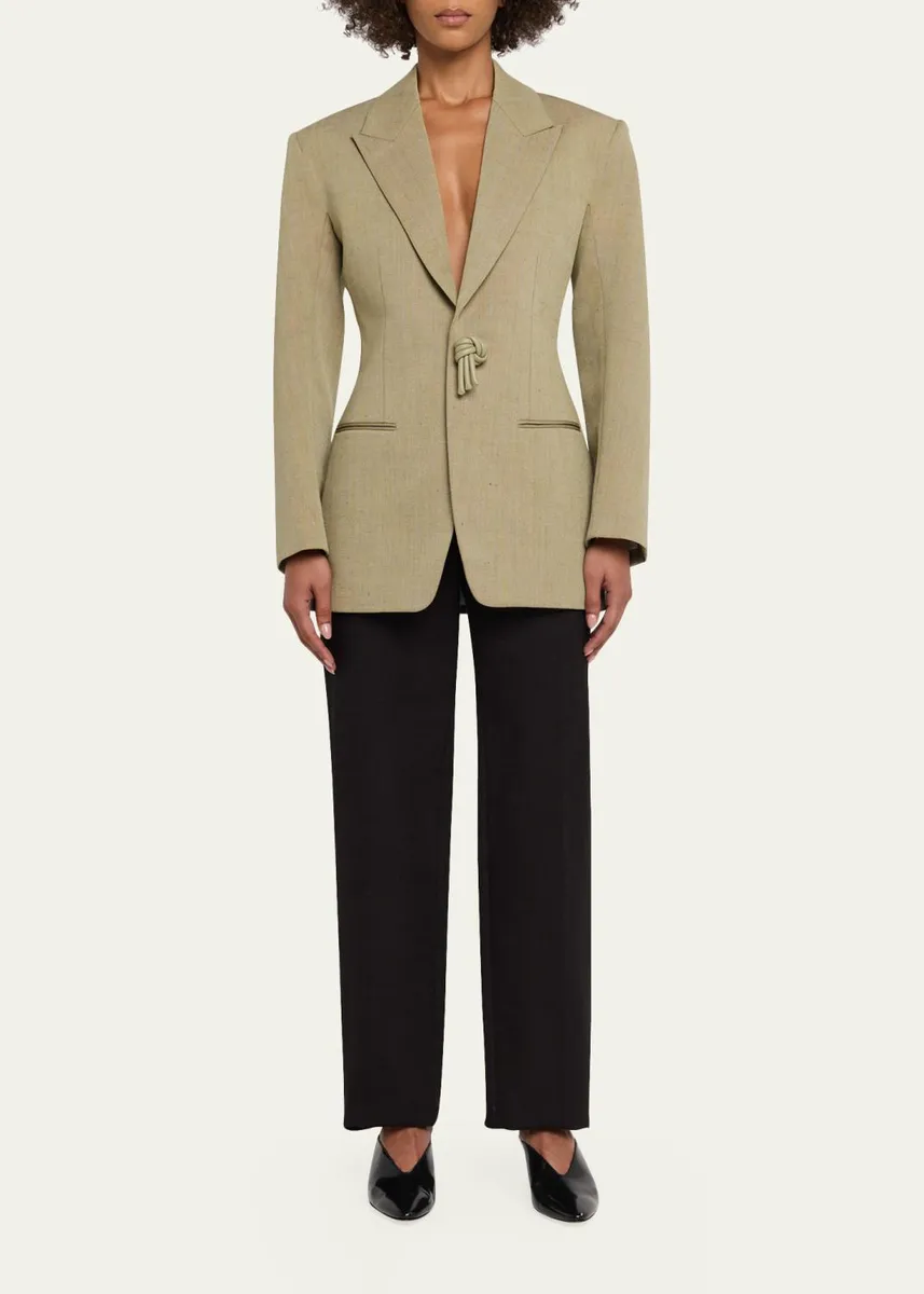 Bottega Veneta Oversized Wool-Linen Single-Breasted Jacket | Thumbnail 2