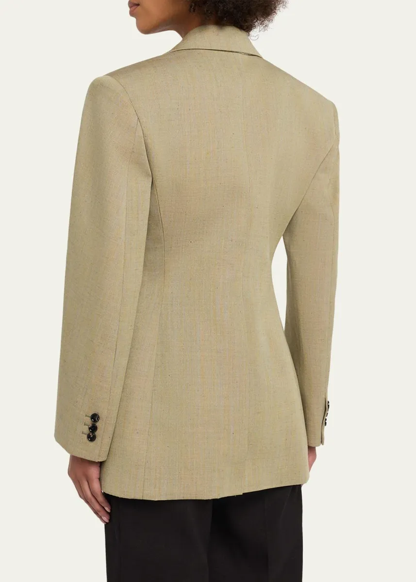 Bottega Veneta Oversized Wool-Linen Single-Breasted Jacket | Thumbnail 3