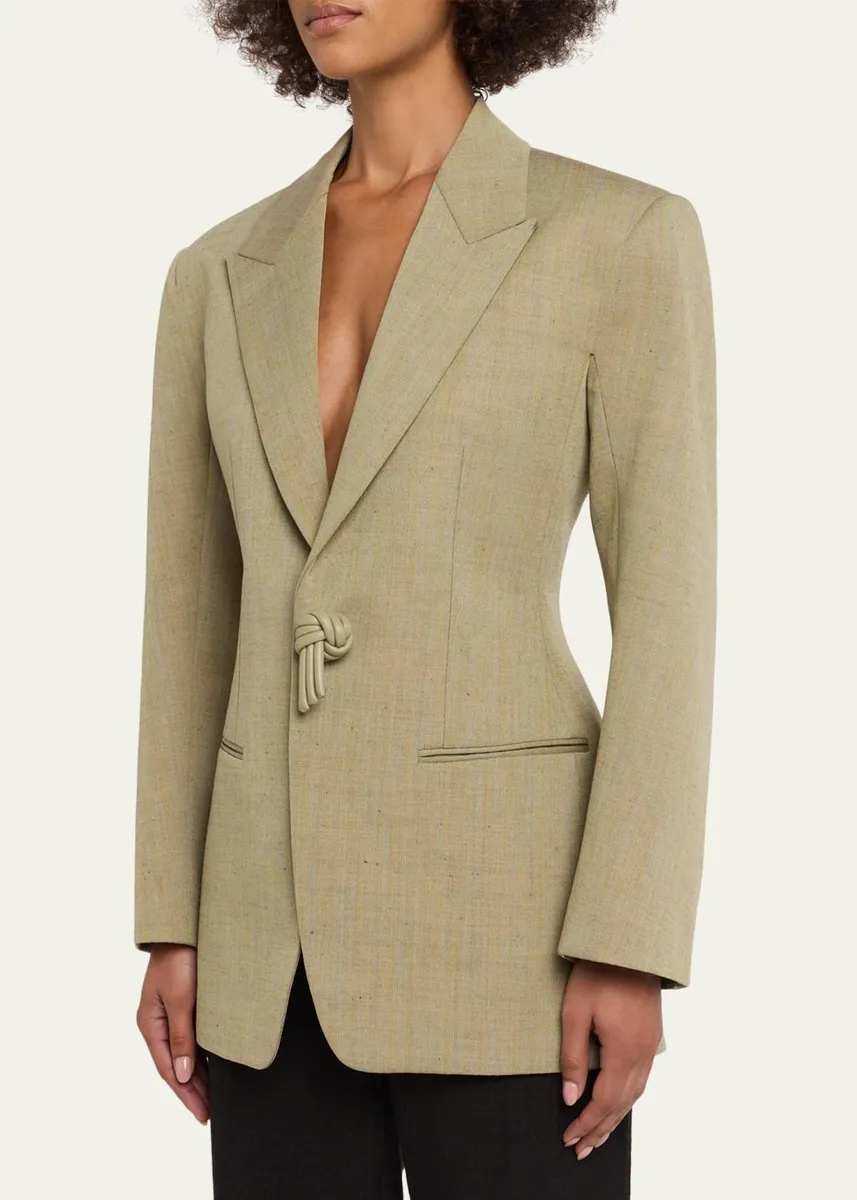 Bottega Veneta Oversized Wool-Linen Single-Breasted Jacket | Thumbnail 4