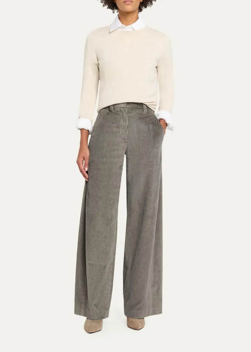 Brunello Cucinelli Cotton Corduroy Wide-Leg Trousers | Thumbnail 2 Brunello Cucinelli Cotton Corduroy Wide-Leg Trousers | Thumbnail 2