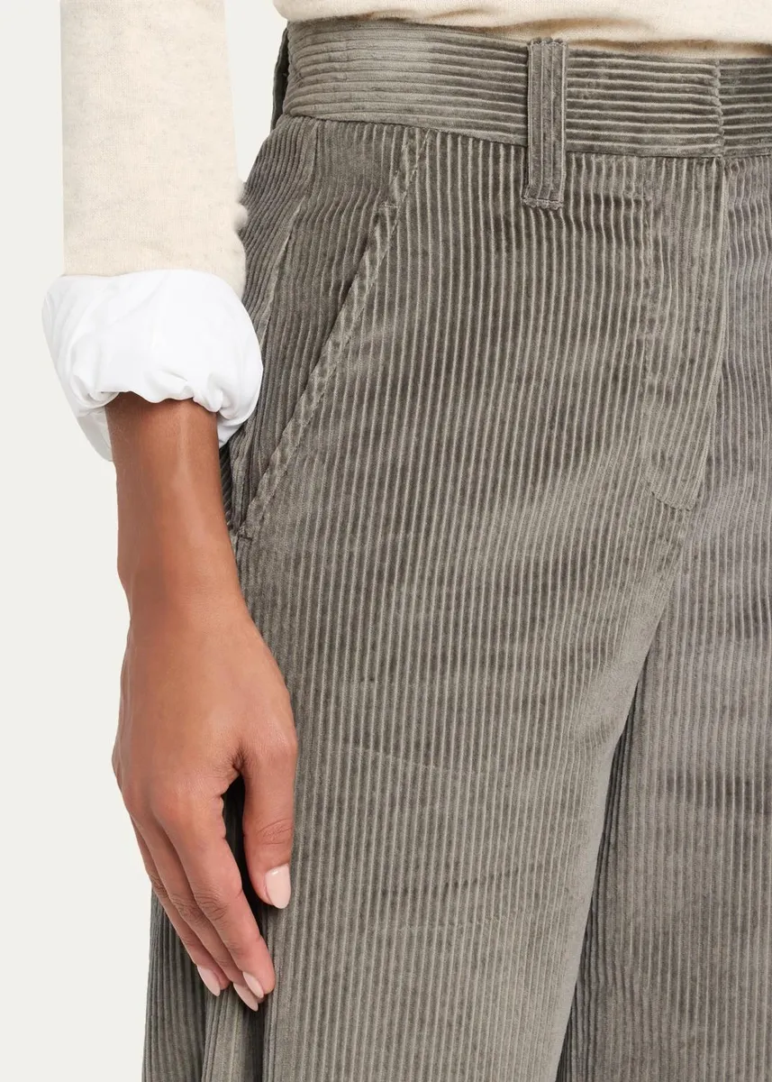 Brunello Cucinelli Cotton Corduroy Wide-Leg Trousers | Thumbnail 5 Brunello Cucinelli Cotton Corduroy Wide-Leg Trousers | Thumbnail 5