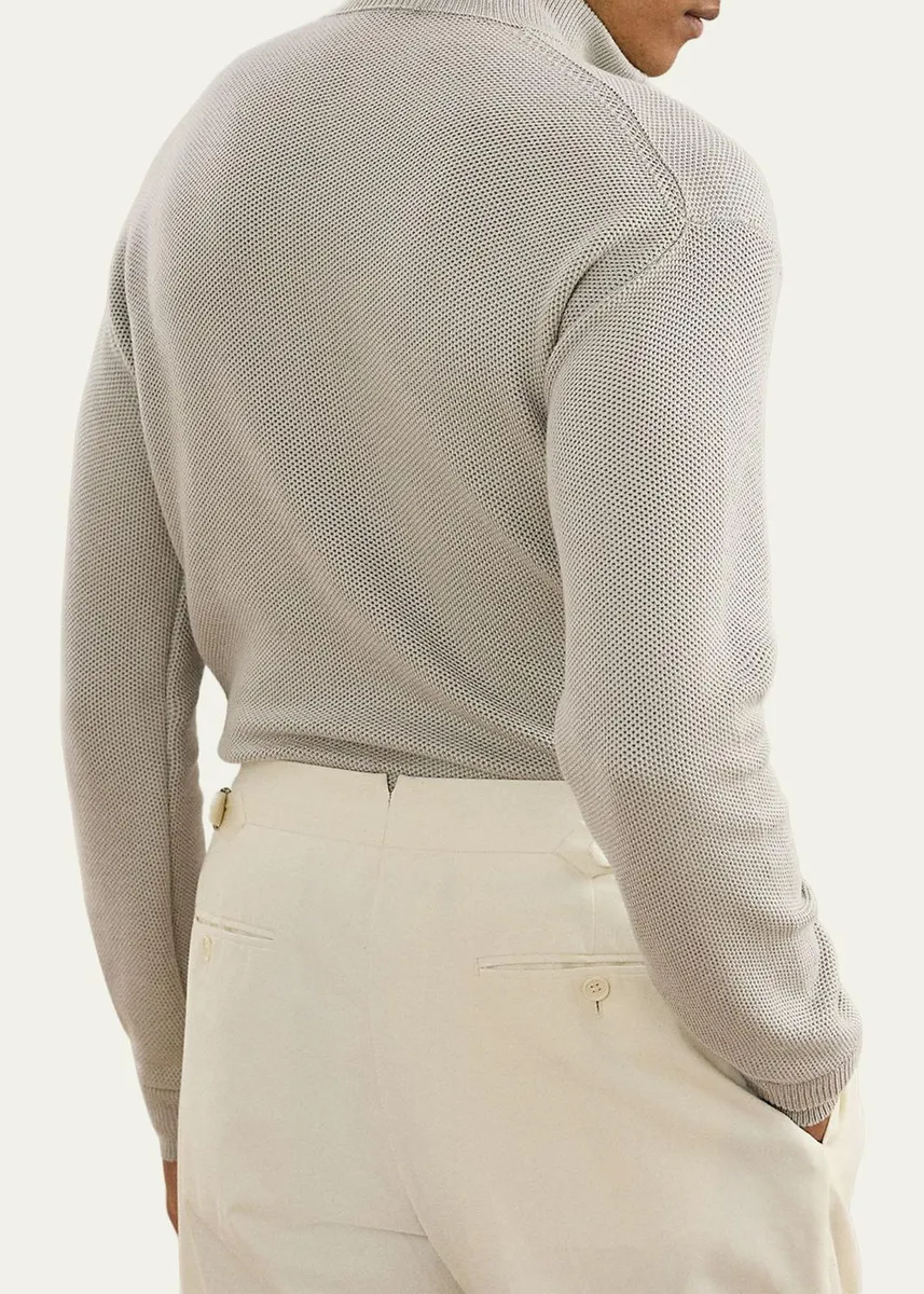 Ralph Lauren Purple Label Men's Honeycomb Silk-Blend Quarter-Zip Sweater | Thumbnail 2 Ralph Lauren Purple Label Men's Honeycomb Silk-Blend Quarter-Zip Sweater | Thumbnail 2