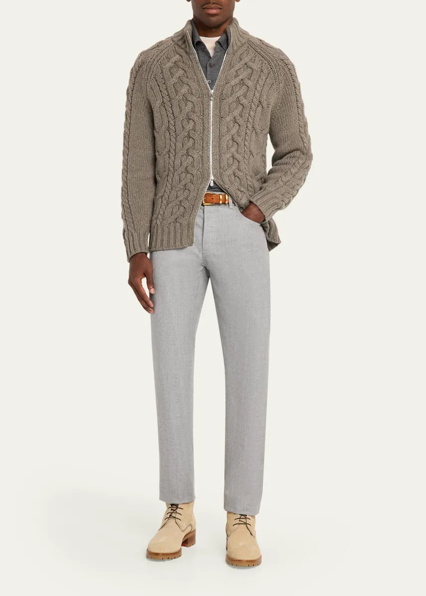 Brunello Cucinelli Men's Flannel Tapered Leg Five-Pocket Pants | Thumbnail 2