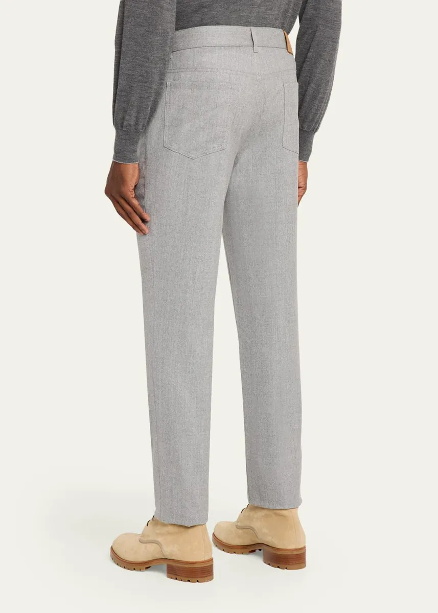 Brunello Cucinelli Men's Flannel Tapered Leg Five-Pocket Pants | Thumbnail 3