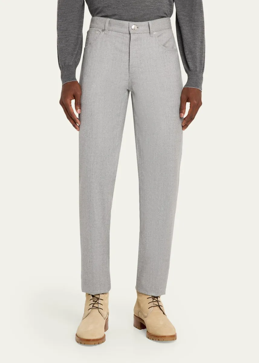 Brunello Cucinelli Men's Flannel Tapered Leg Five-Pocket Pants | Thumbnail 4