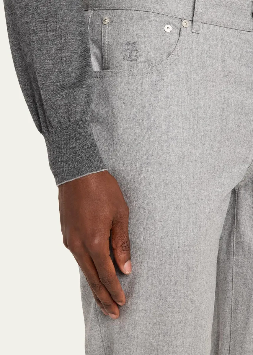 Brunello Cucinelli Men's Flannel Tapered Leg Five-Pocket Pants | Thumbnail 5